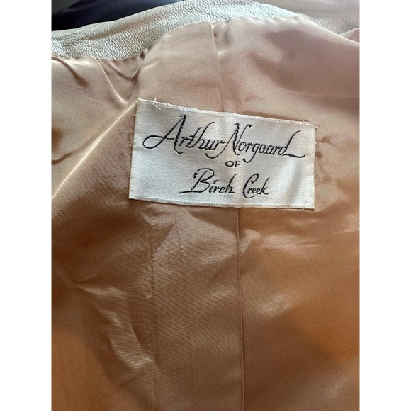 Arthur Norgard Birch Creek Vintage Leather Trench Coat Womens Beige Long - Picture 7 of 10